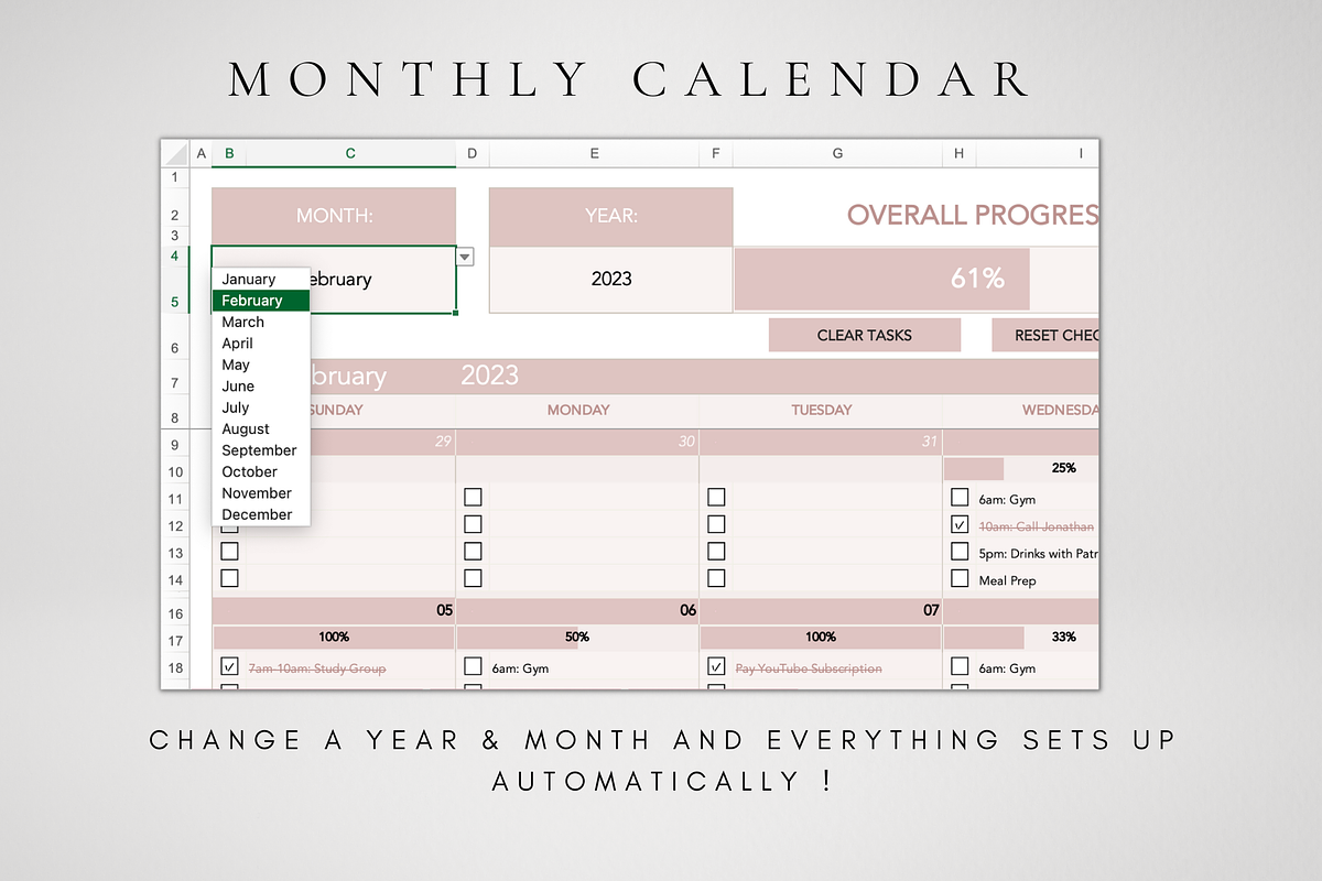 Editable Excel Monthly Task List, a Templates & Theme by BRANDcontent (Photo 4 of 8)