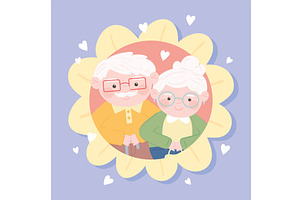 grandparents cute characters, a Person Illustration by studiogstock