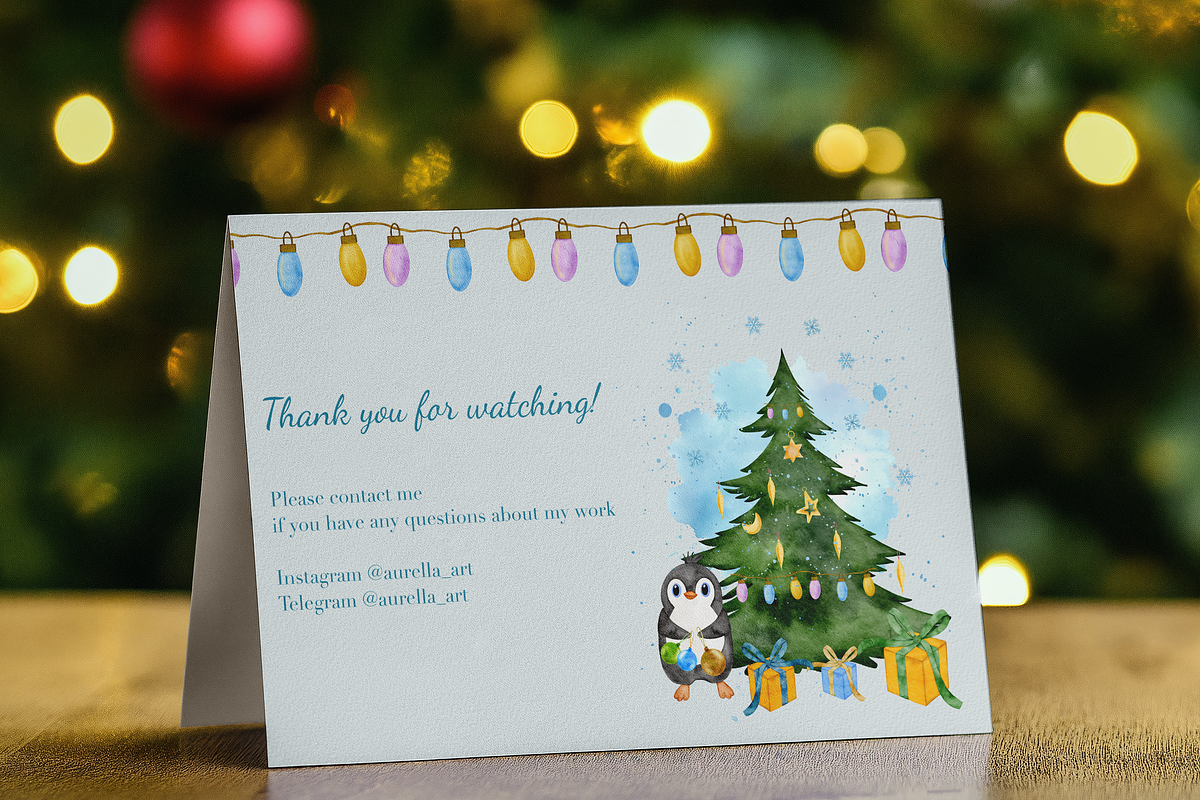 Penguin Winterland watercolor set, a Seasonal Illustration by Aurella Art (Photo 17 of 17)