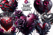 Dark Valentine Hearts clipart Set, a Seasonal Illustration by ThatsDesignArt (Thumbnail 1 of 10)