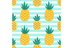 Cute Seamless Pattern With Pineapple