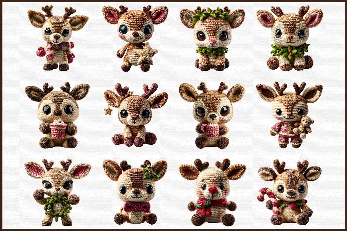 Christmas Crochet Reindeer Clipart, an Illustration by Sublimation Artist (Photo 3 of 6)