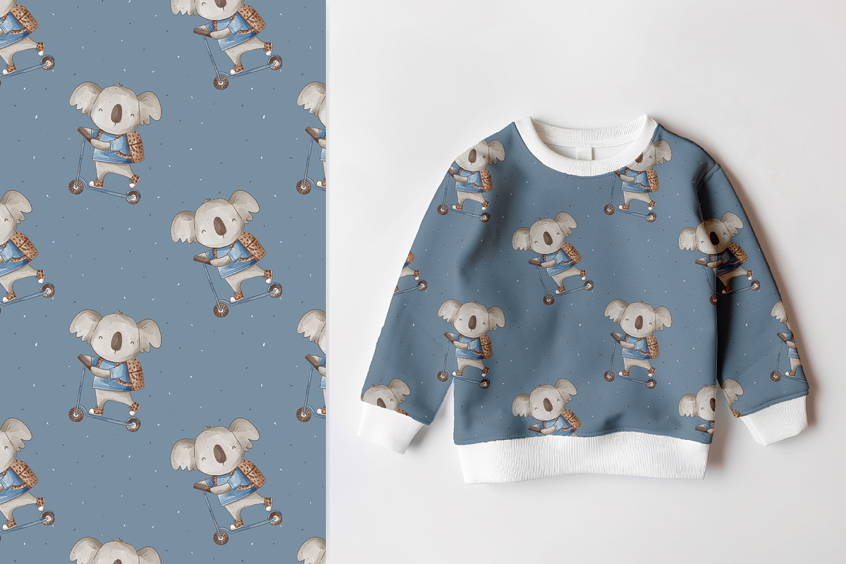 Koala in a blue t-shirt, a Pattern Graphic by Olena Kuznietsova (Photo 7 of 10)
