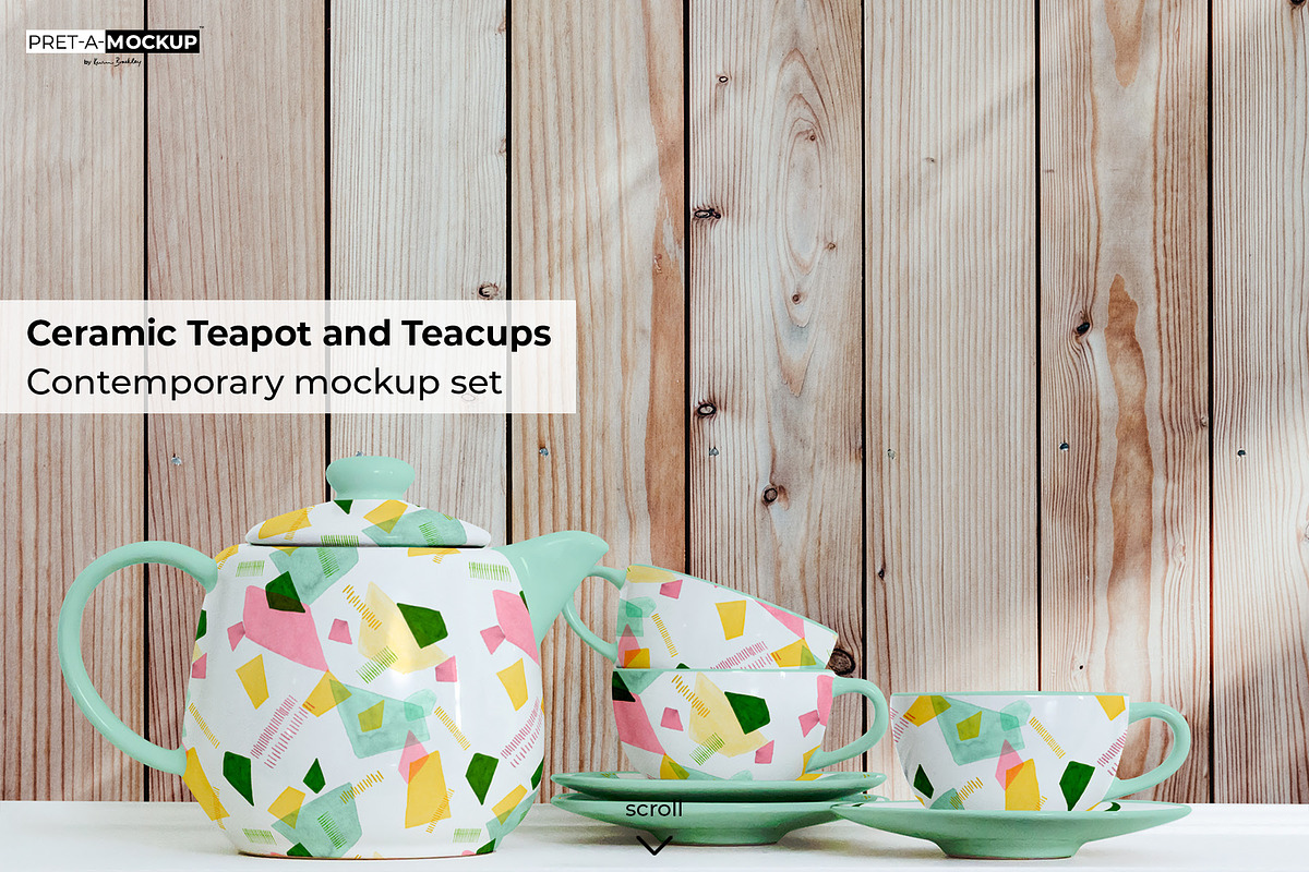 Ceramic Teapot Teacups Mockup, a Cups & Container Mockup by Pret-a-Mockup (Photo 1 of 9)