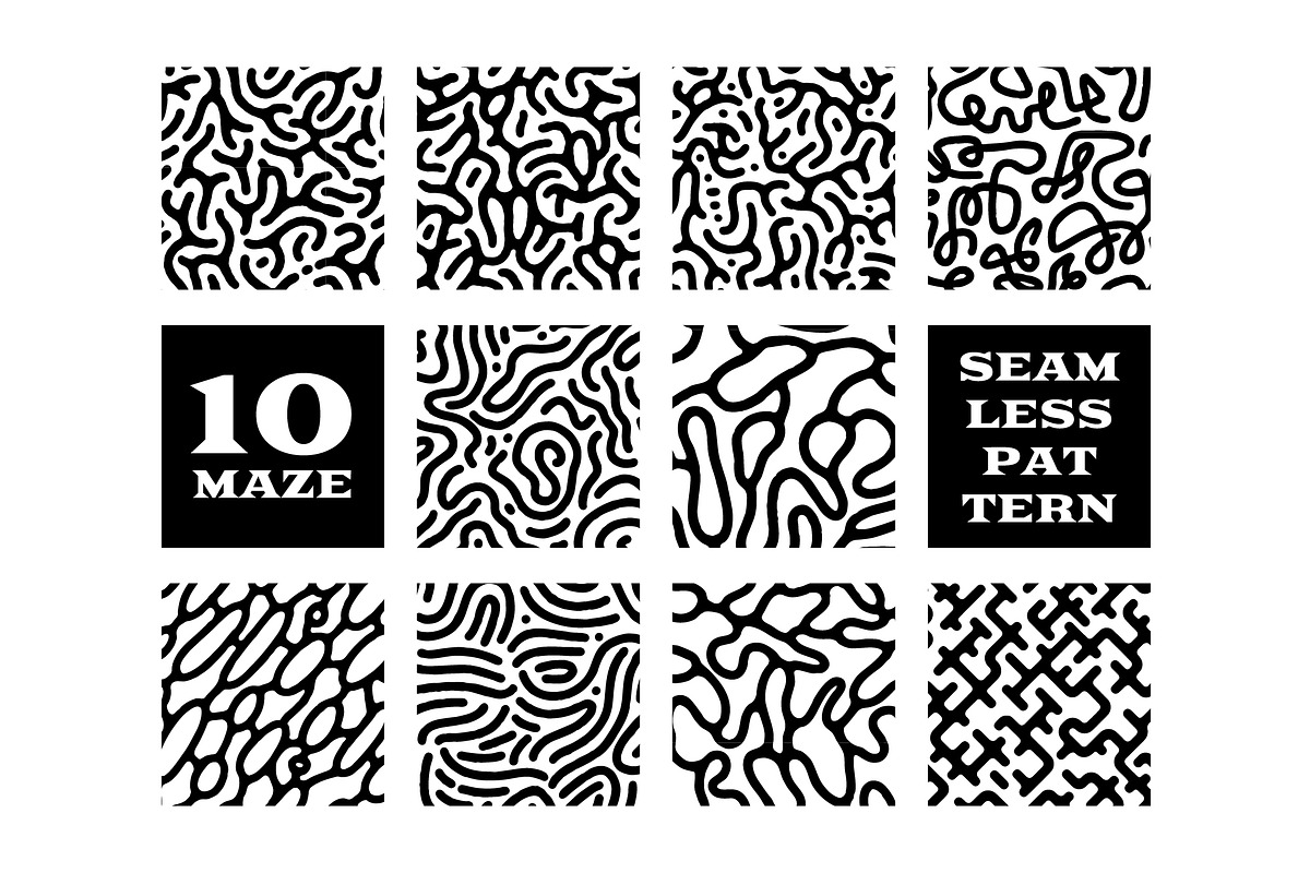 10 Maze Seamless Pattern, a Pattern Graphic by Morand Union (Photo 2 of 22)
