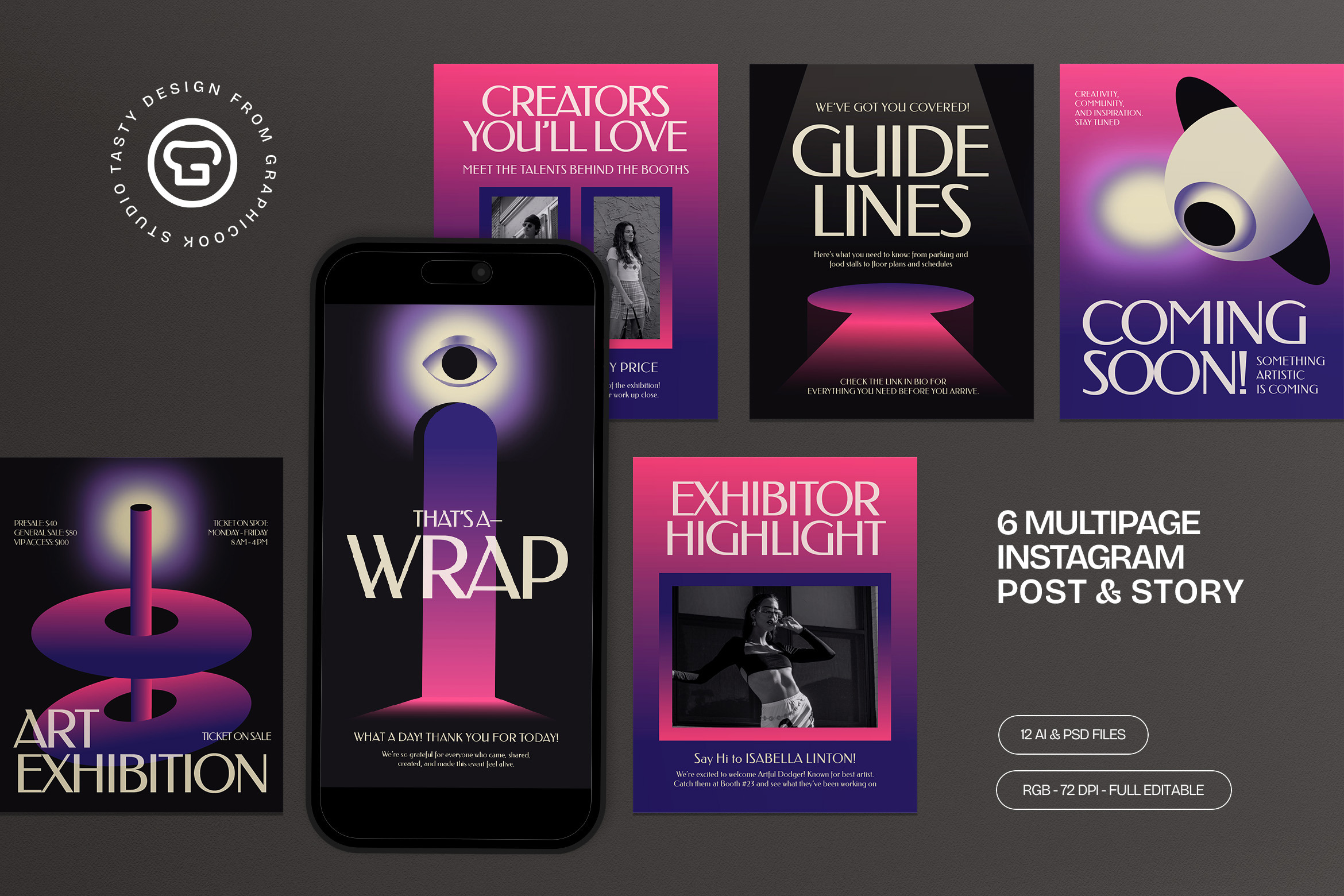 Art Exhibition Instagram Set, a Social Media Template by graphicook