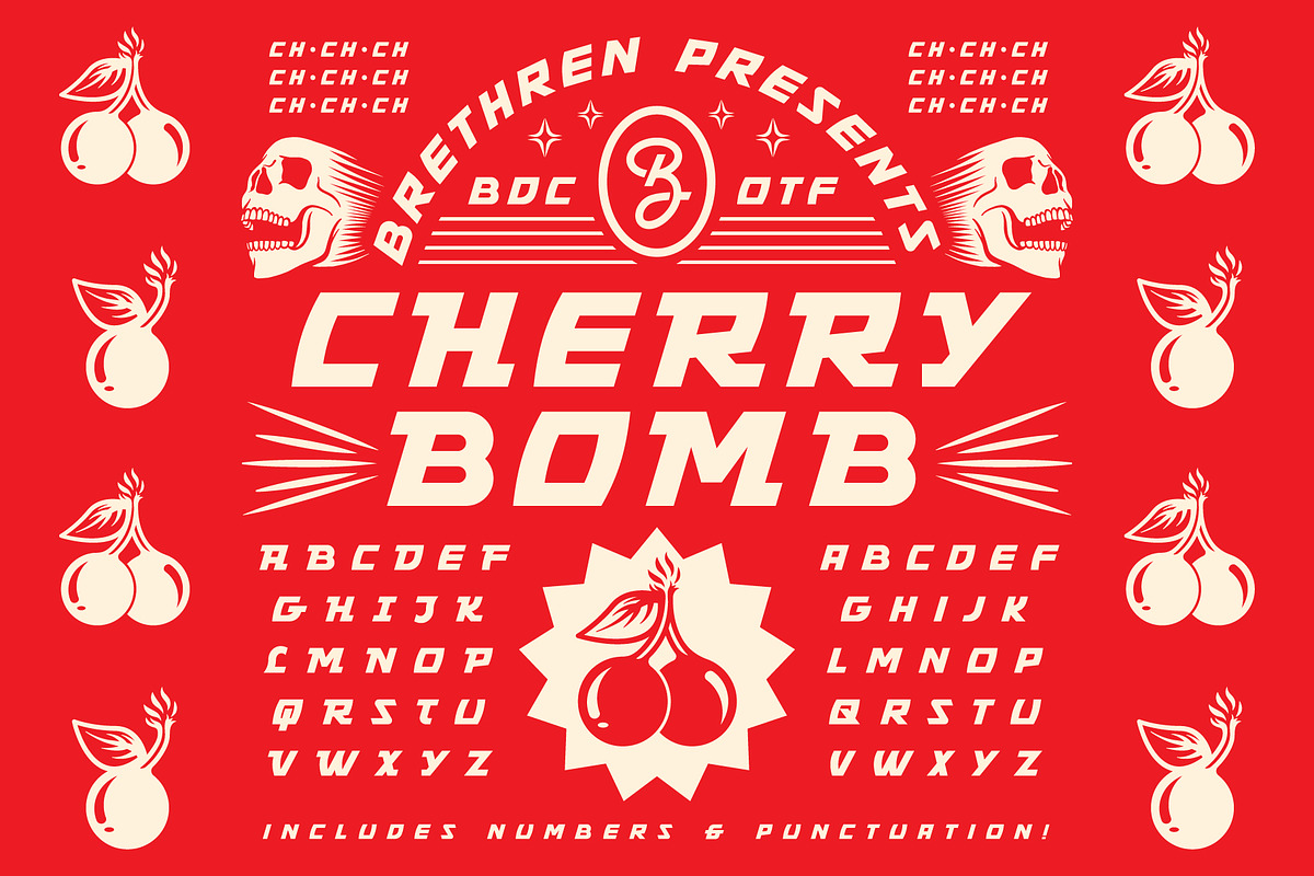 Cherry Bomb Display Font, a Font by Brethrendesignco (Photo 1 of 4)