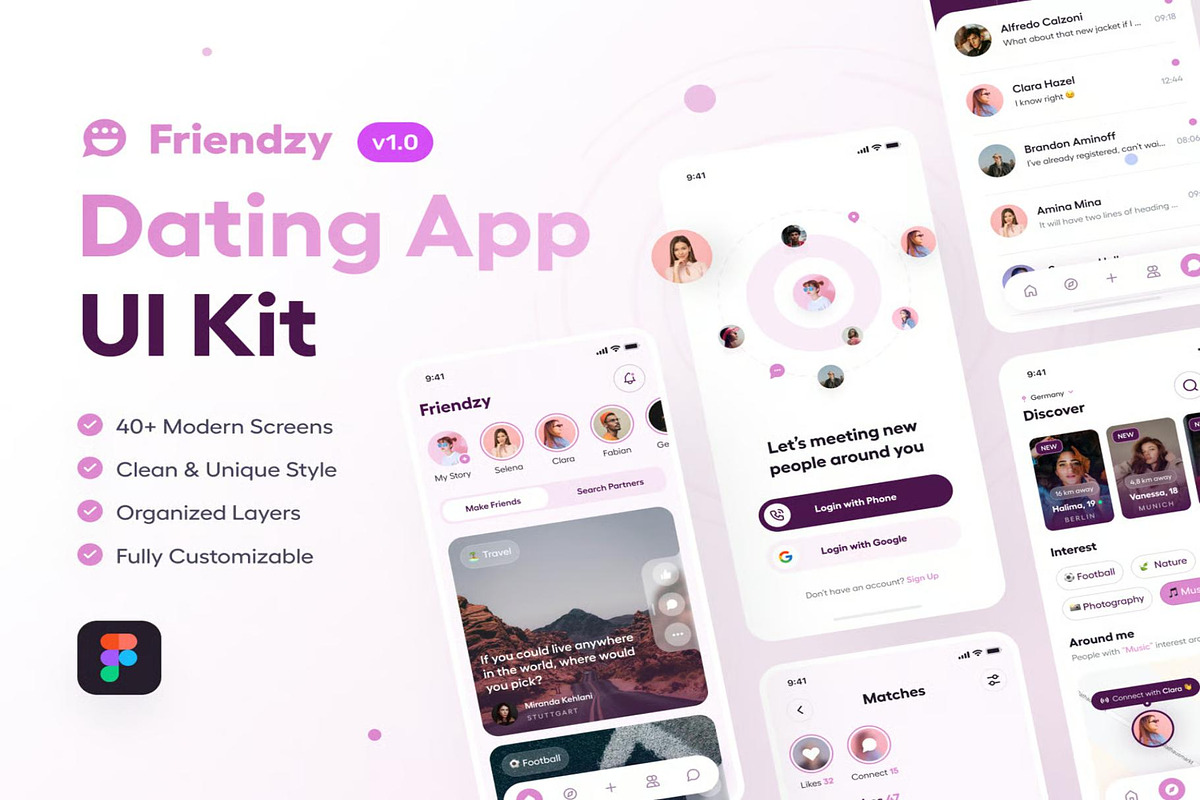 Friendzy - Dating App UI Kit, an UI Kit Template by Creative Perspective (Photo 1 of 8)