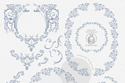 Baroque frames wedding clip art blue, a Decorative Illustration by GrafikBoutique (Thumbnail 3 of 11)