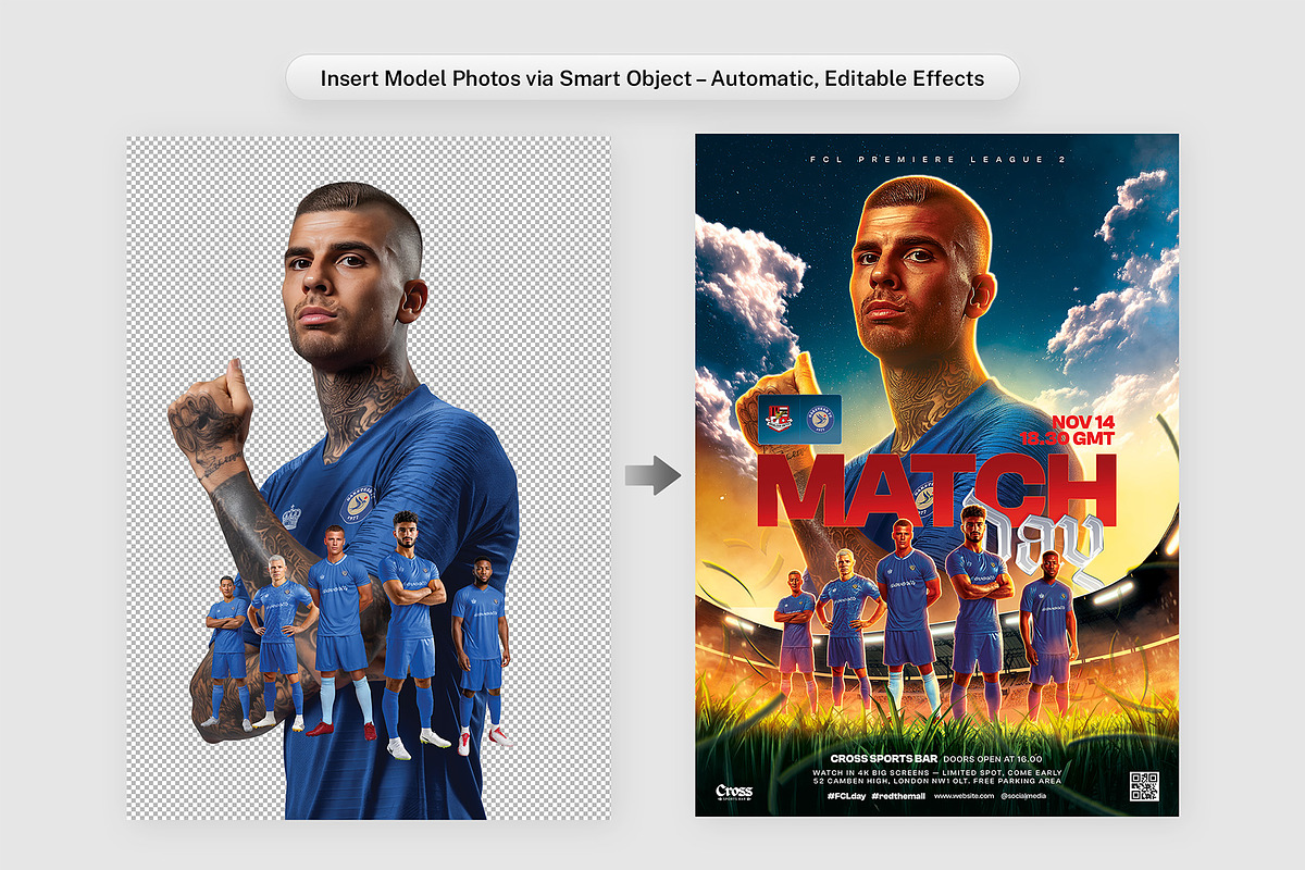 Football Match Day Flyer PSD Template preview 2