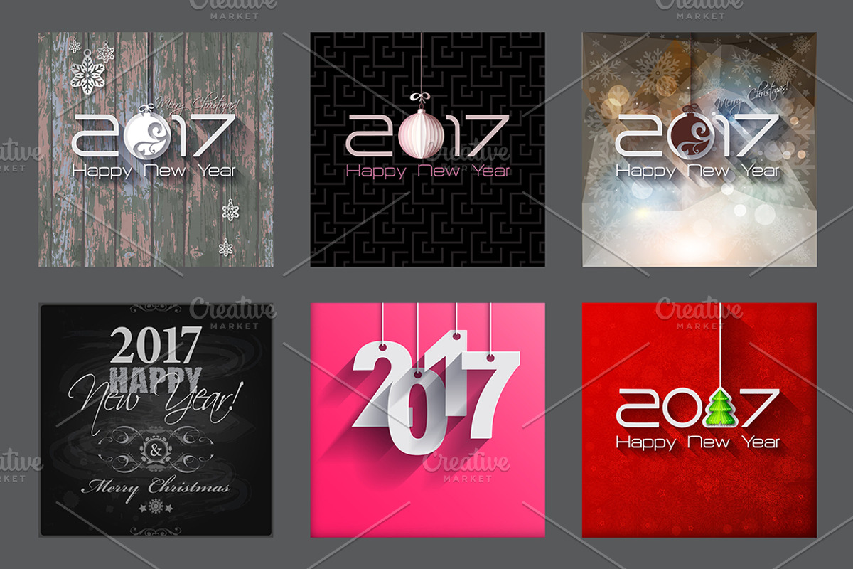 2017 Happy New Year Greeting Cars, a Background Graphic by GalaStudio (Photo 8 of 10)