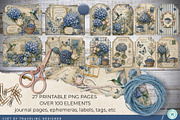 Vintage Hydrangea Junk Journal Kit, an Object Graphic by Traveling Designer (Thumbnail 2 of 6)