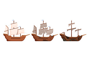 Broken ship. Vintage wooden, an Illustration by Valerie Bodnar