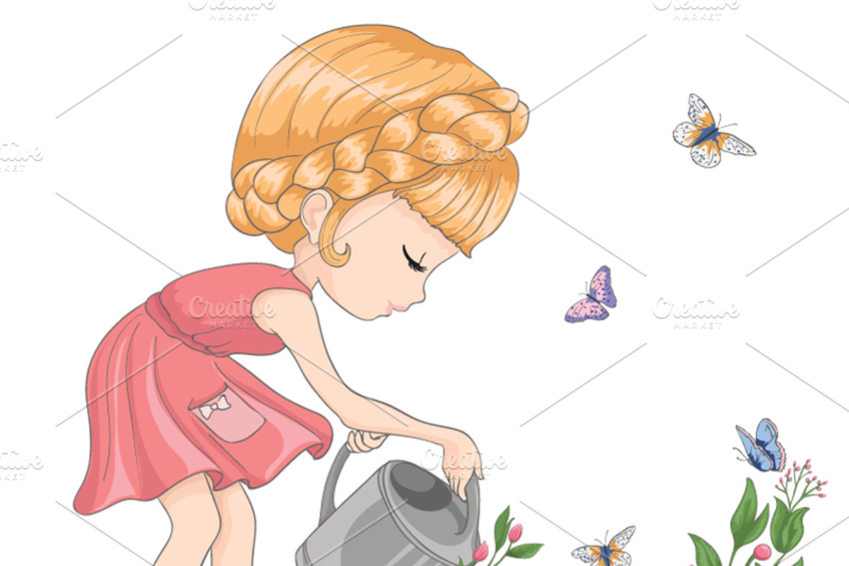 set with 32 cartoon girls-cute girls, an Animal Illustration by StudioLondon (Photo 23 of 33)