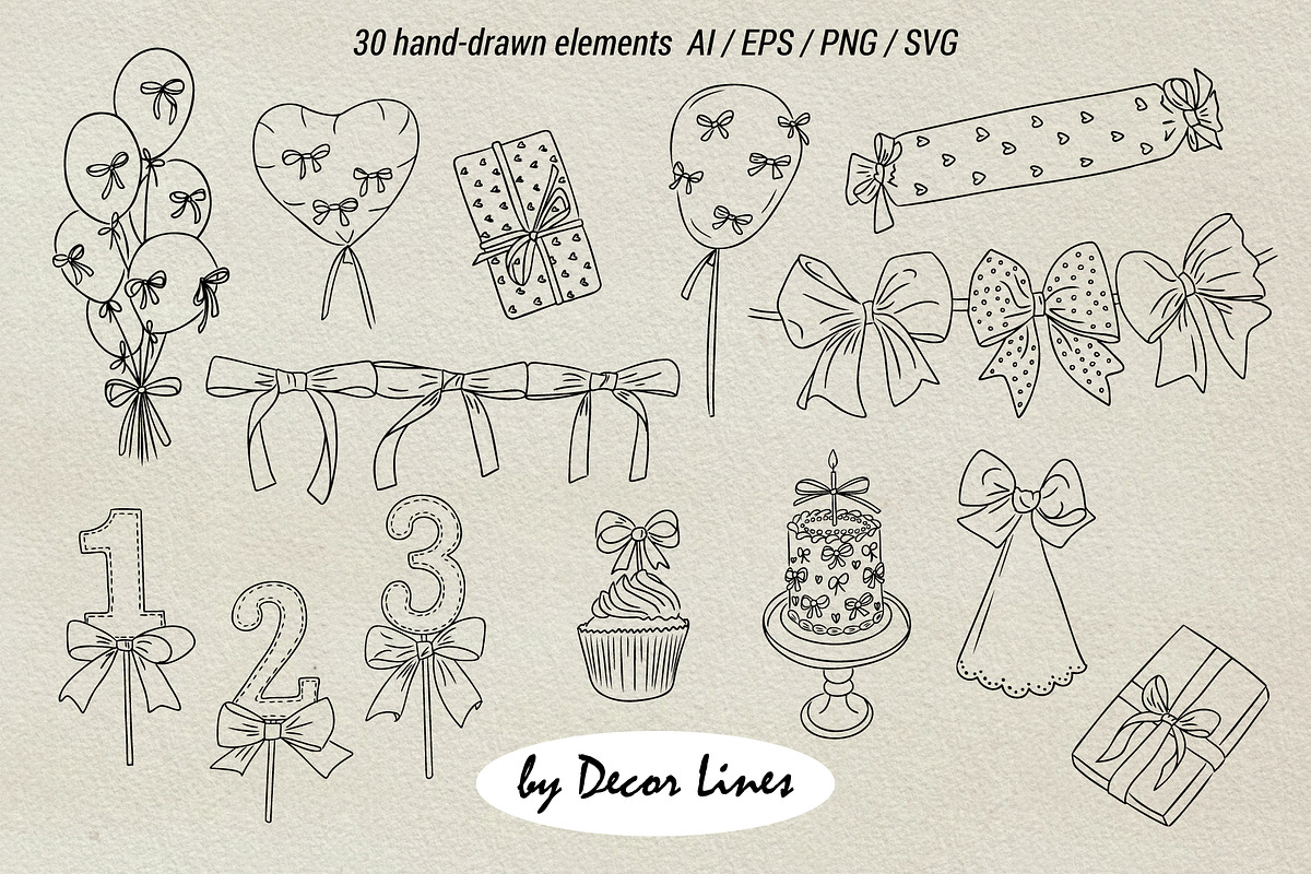 Baby Bows Shower, a Decorative Illustration by Decor Lines (Photo 2 of 16)