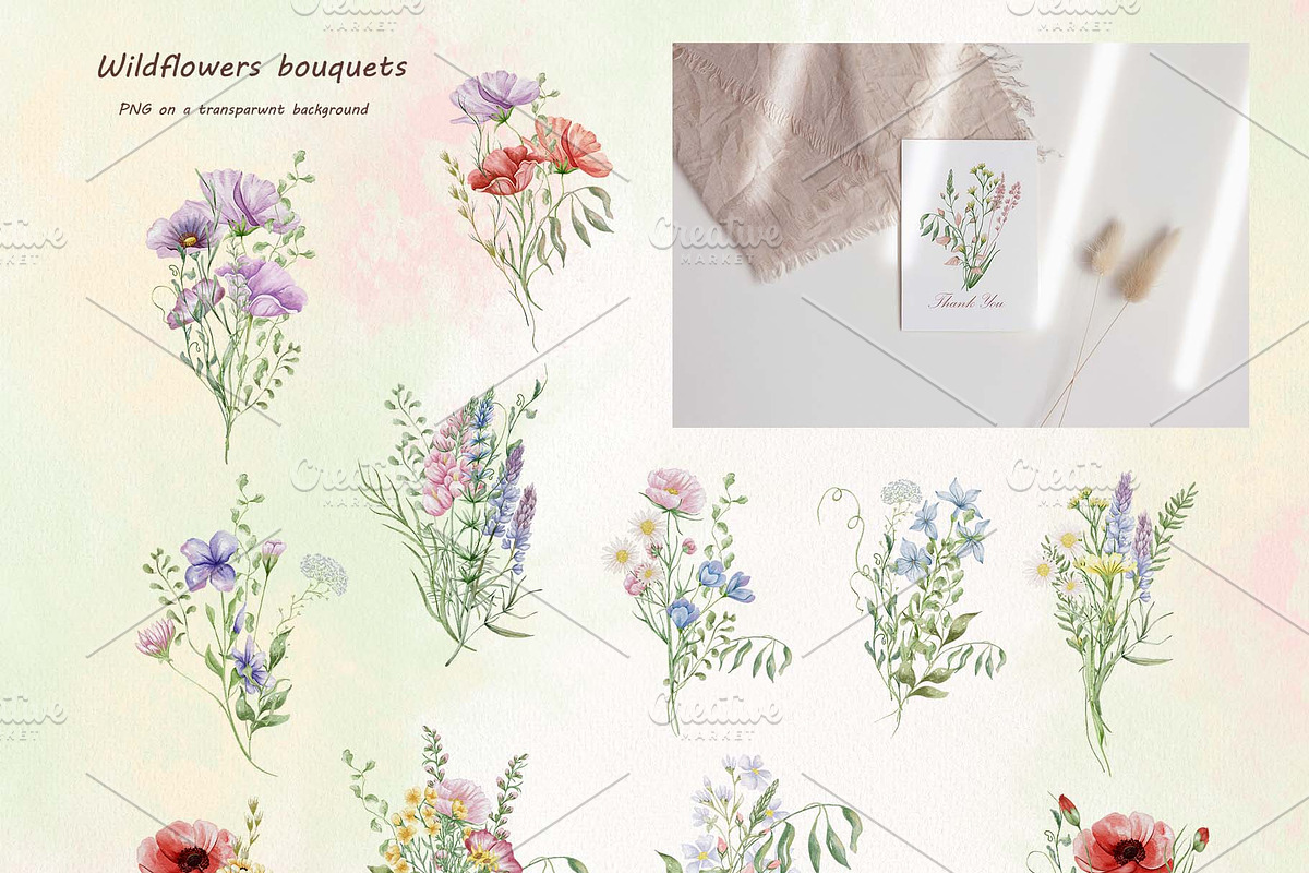 Watercolor Wildflowers Botanical Set, a Decorative Illustration by BarvArt (Photo 5 of 22)