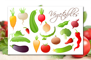 Set of Vector Vegetables, a Food Illustration by Artspace