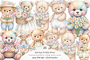 Spring Teddy Bear Clipart, an Illustration by SinaCreation (Thumbnail 1 of 11)