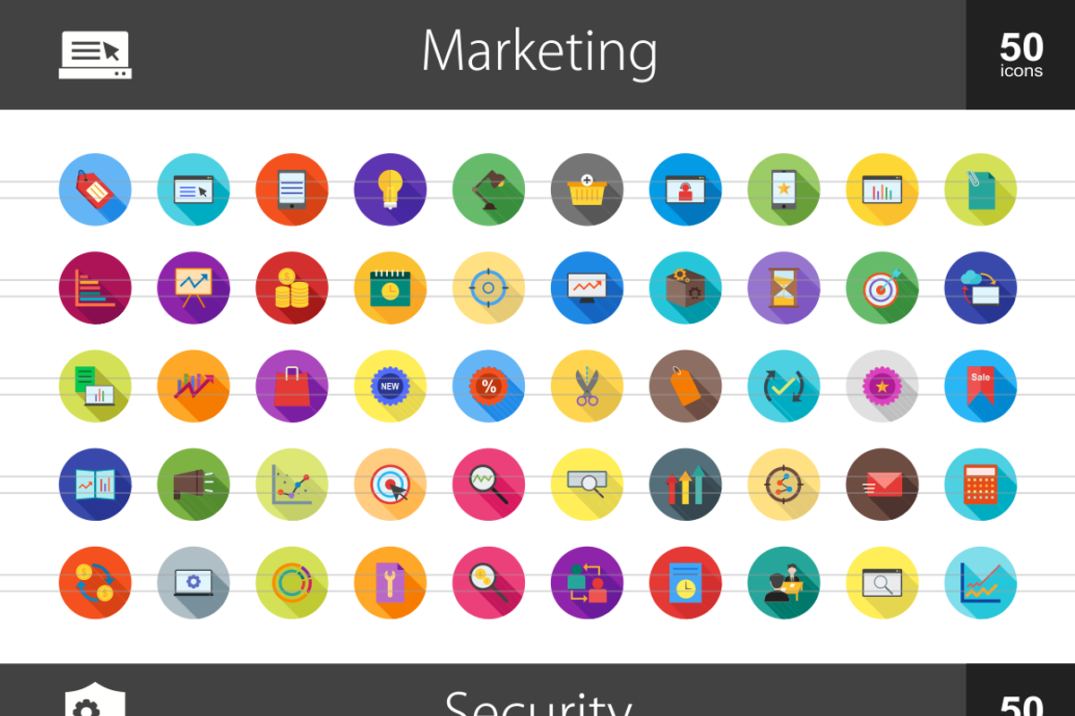 1000 Flat Shadowed Icons (V4) preview 2