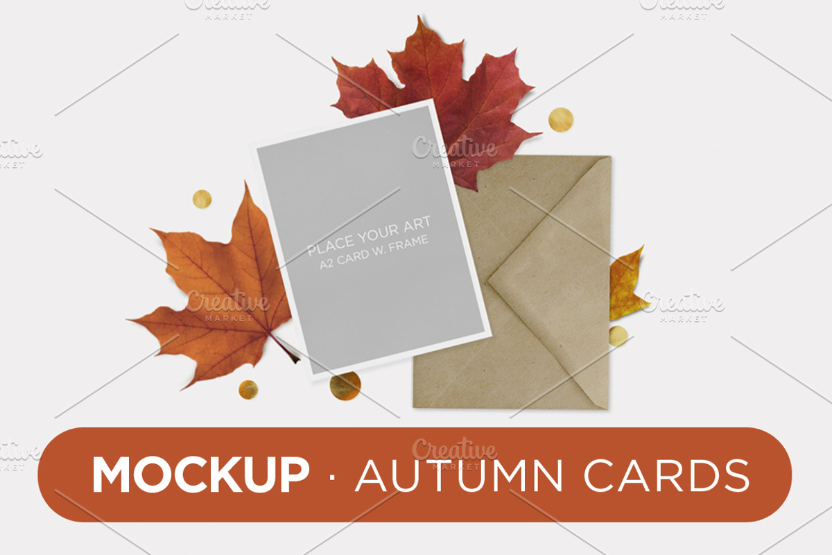 Mockup · Autumn Cards, a Print Template by tomodachi studio (Photo 1 of 4)