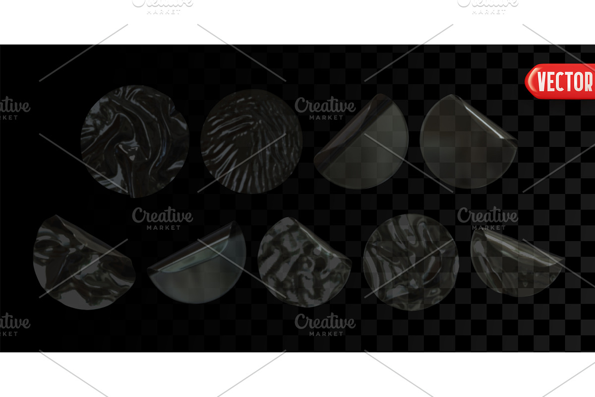 Set of round stickers transparent, an Illustration by Modern vector