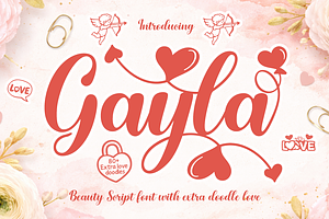 Gayla Romantic Script Font with Love, a Script Font by cocodesign