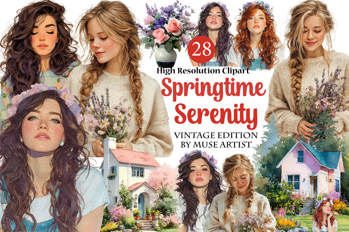 Springtime Serenity Clipart, an Illustration by DreamArtGraphic (Photo 1 of 4)