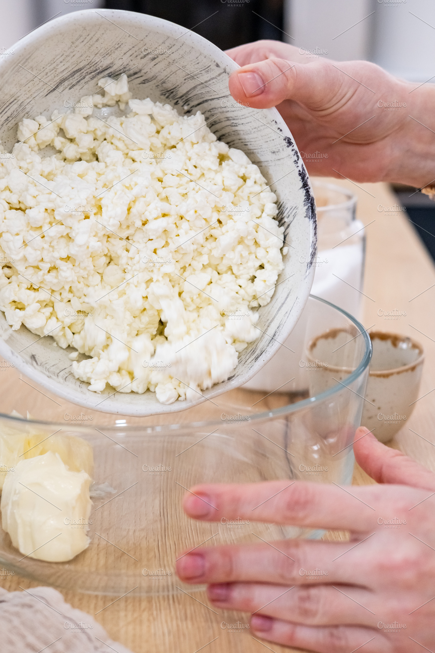 Cooking process healthy recipe chef cottage cheese, a Person Photo by Photo Drive Studio