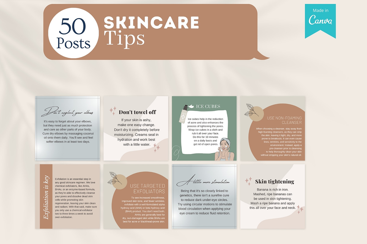 300 Skincare Canva Templates, a Social Media Template by Viral Content Design (Photo 4 of 7)