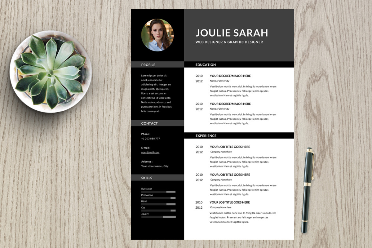 Resume Template 2 page pack | Joulie, a Resume Template by Kayytechin Shop (Photo 3 of 4)