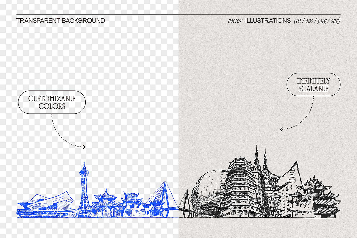 Hand-Drawn China Skylines, a Work Illustration by TheMountBirdStudio (Photo 2 of 8)