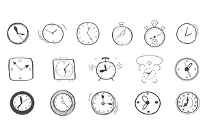 Hand drawn clock doodle, an Object Illustration by Lemberg Vector