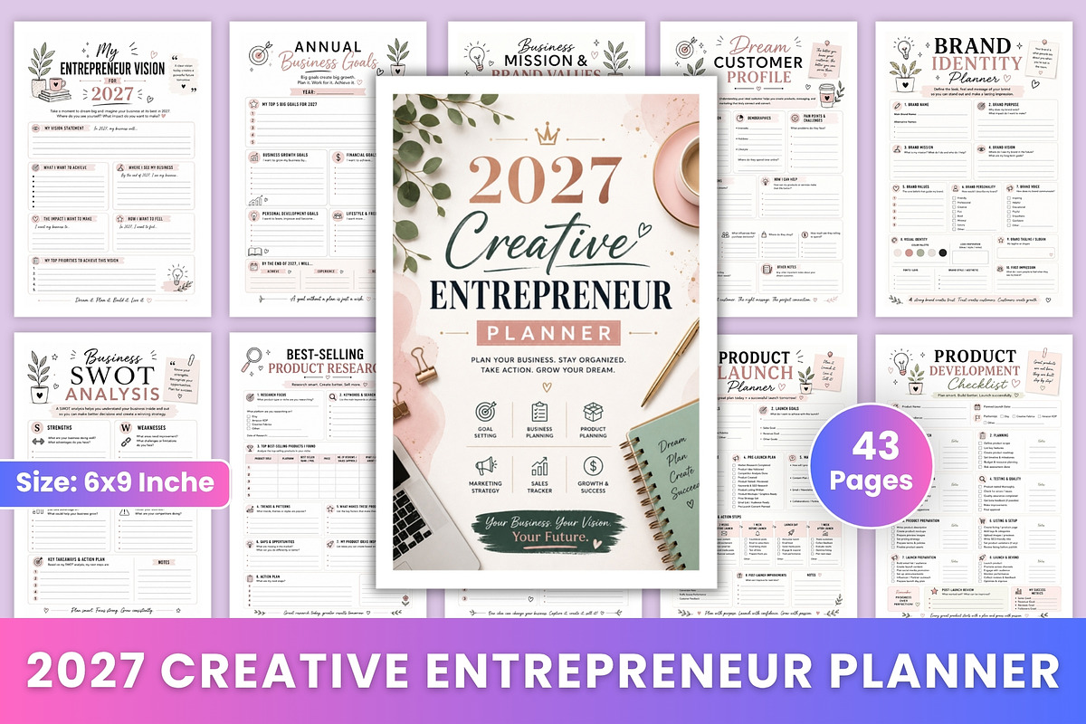 2027 Creative Entrepreneur Planner, a Stationery Template by Designmela01 (Photo 1 of 6)