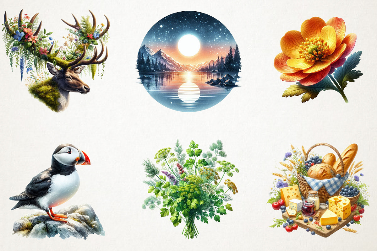 Nordic Summer Element Clipart, an Illustration by RobertsArt (Photo 3 of 7)