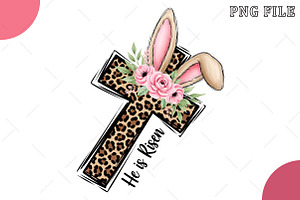 He is Risen Leopard Print Cross PNG, an Illustration by OK Design