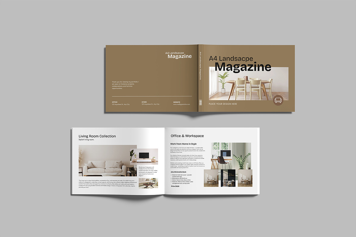 A4 Landscape Magazine Mockup, a Magazine Template by graphictime (Photo 4 of 10)
