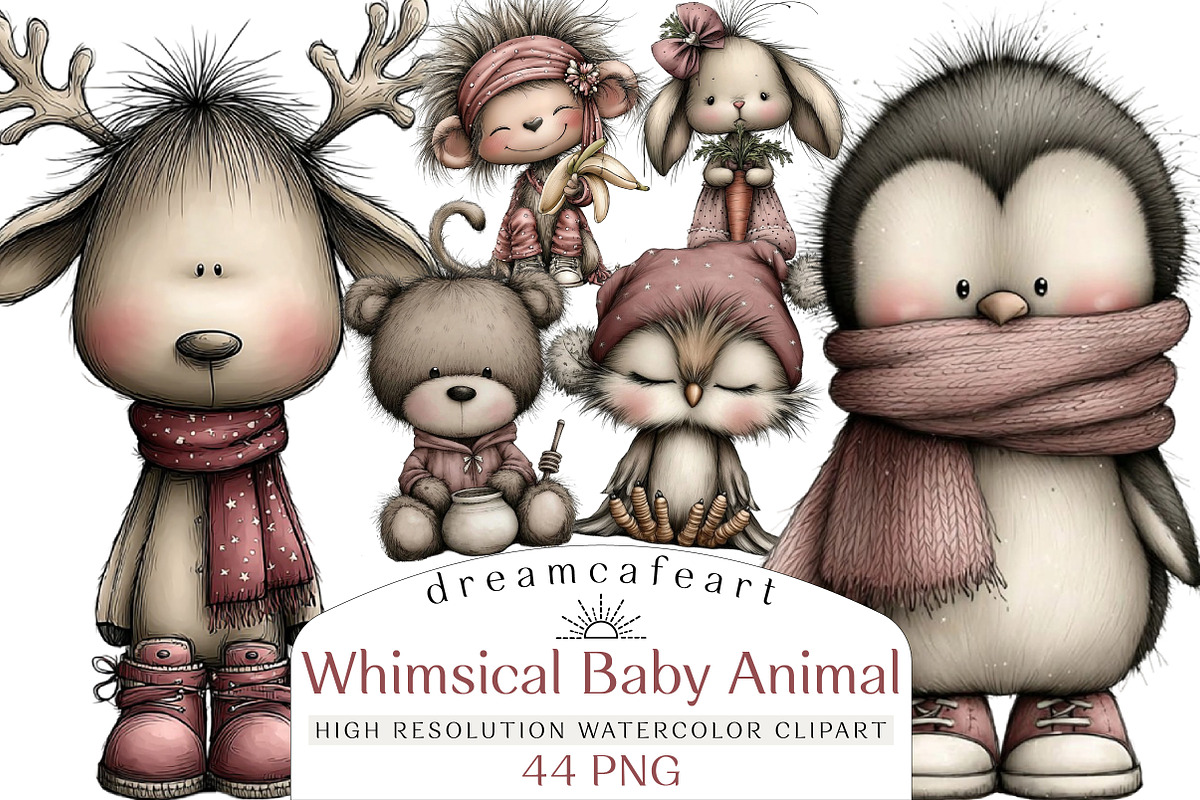 Whimsical Baby Animal Watercolor, an Illustration by DreamCafeArt (Photo 1 of 8)
