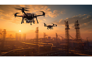 drones technology oil and gas ai, an Industrial Photo by pikepicture