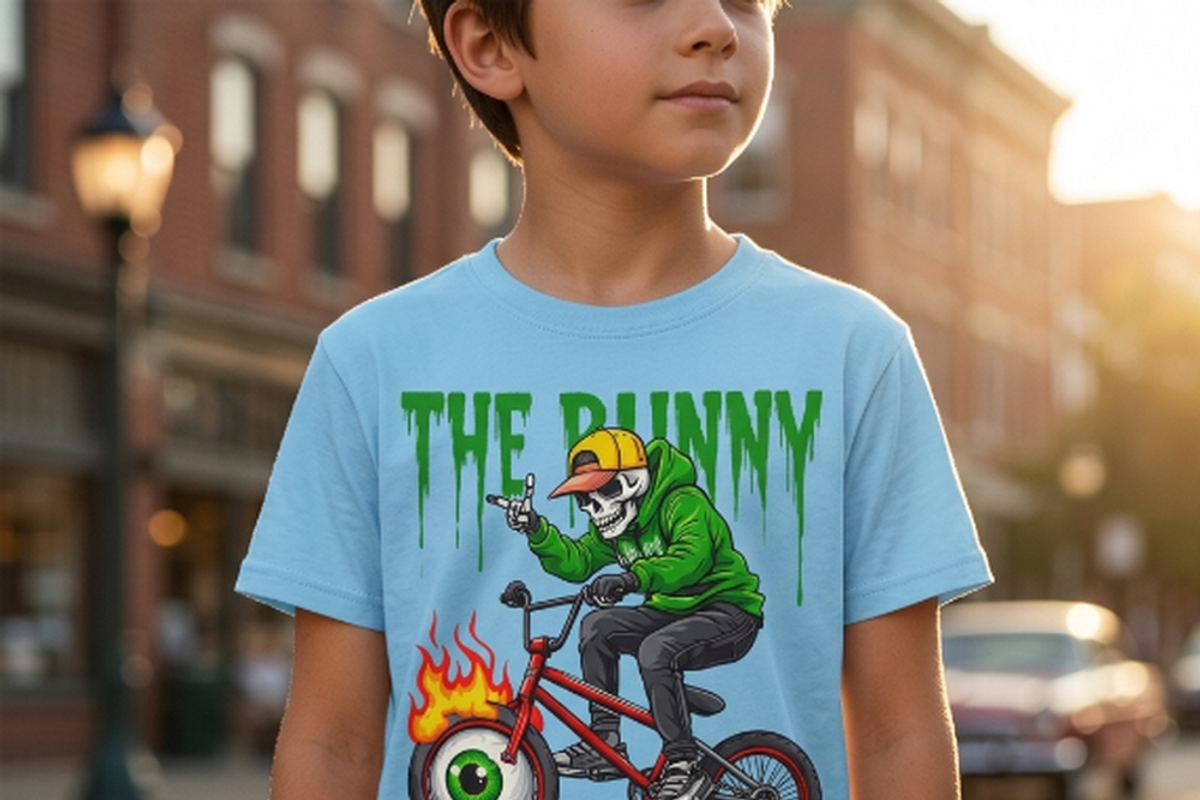 Skeleton BMX Eyeball Wheel, a Shirt Mockup by Vector Stall (Photo 2 of 15)