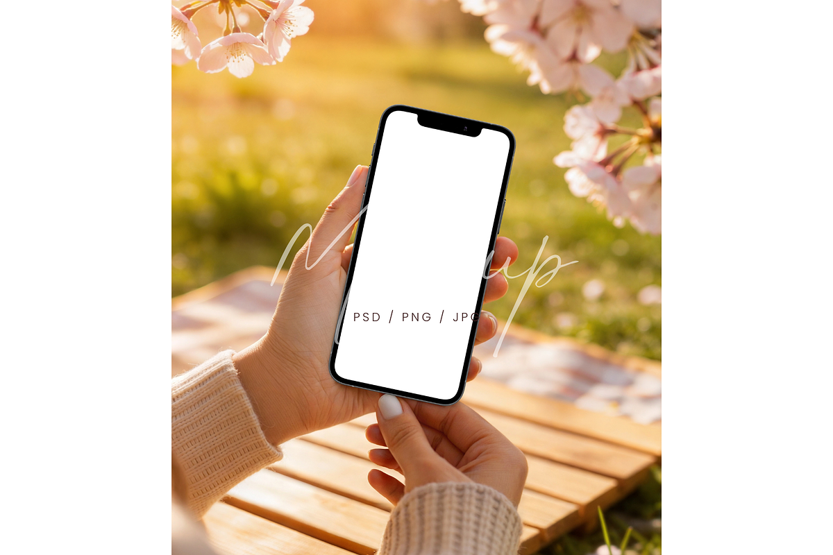 Spring Cherry Blossom Phone Mockup, a Product Mockup by TatiMockup (Photo 1 of 3)
