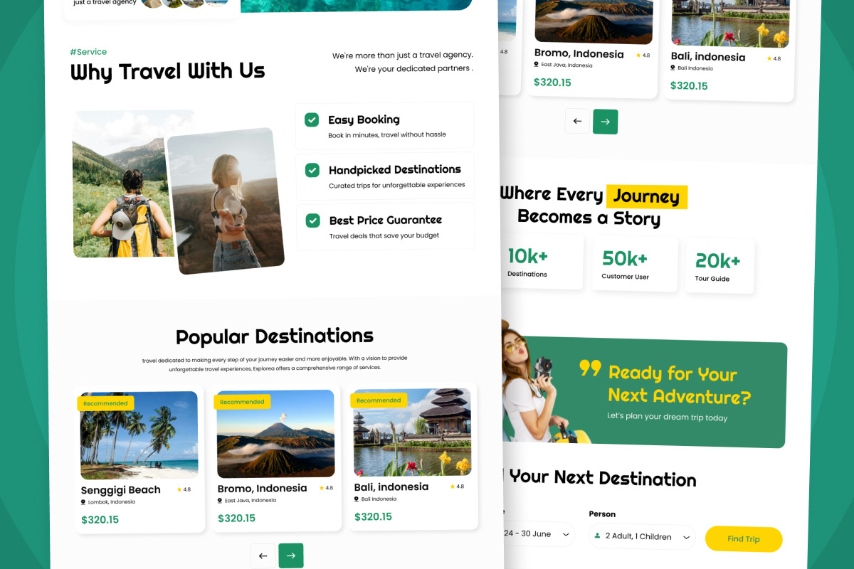 Tour & Booking Landing Page UI Kit, a Landing Page Template by twinstd (Photo 3 of 5)