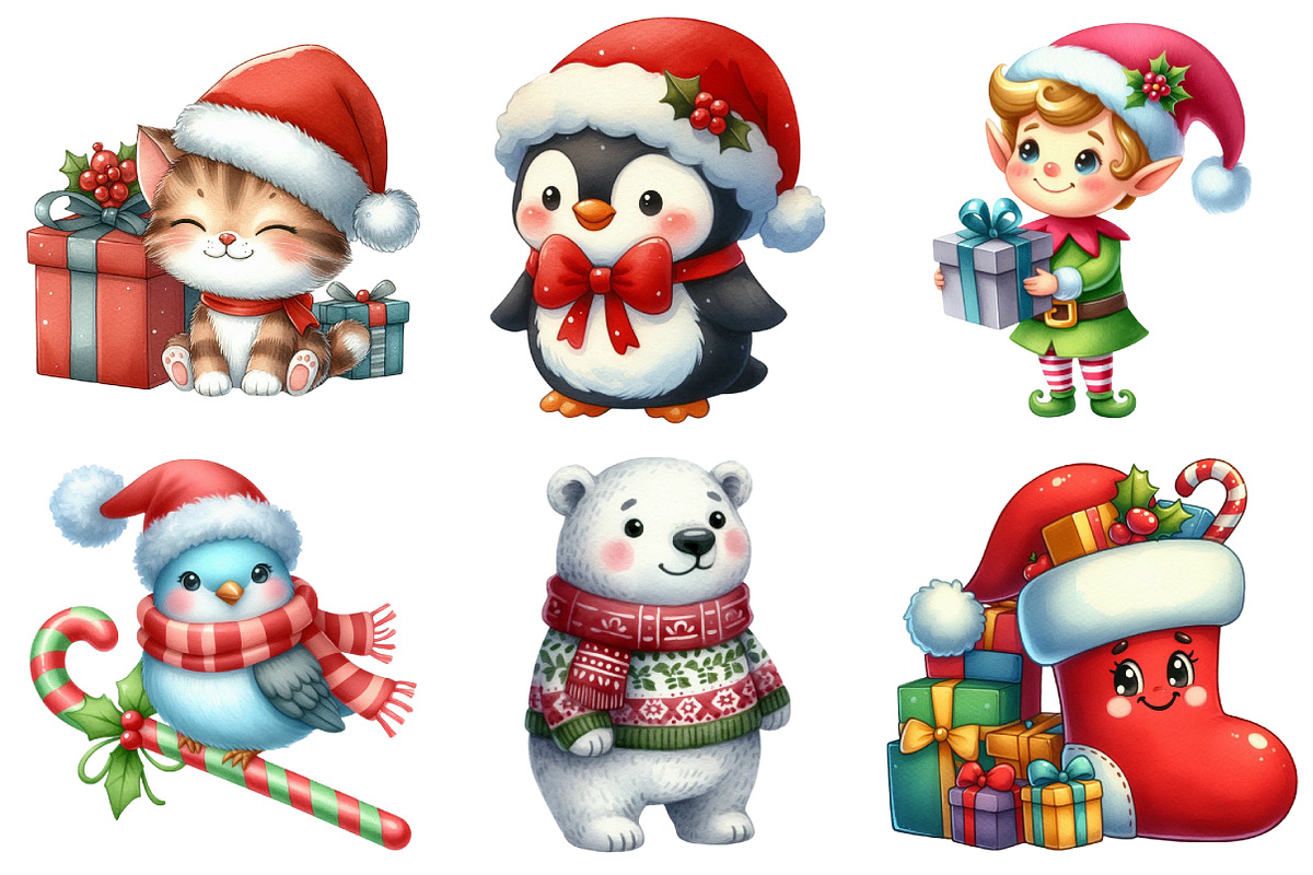 Cute Cartoon Christmas Clipart, an Illustration by Daily.Designs (Photo 3 of 4)