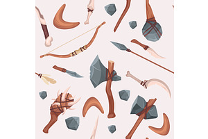Stone Age tools. seamless pattern, an Illustration by Onyx
