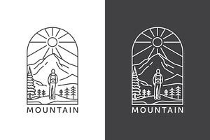 Line Art Illustration of a Hiker, a Branding & Logo Template by Saba Vector