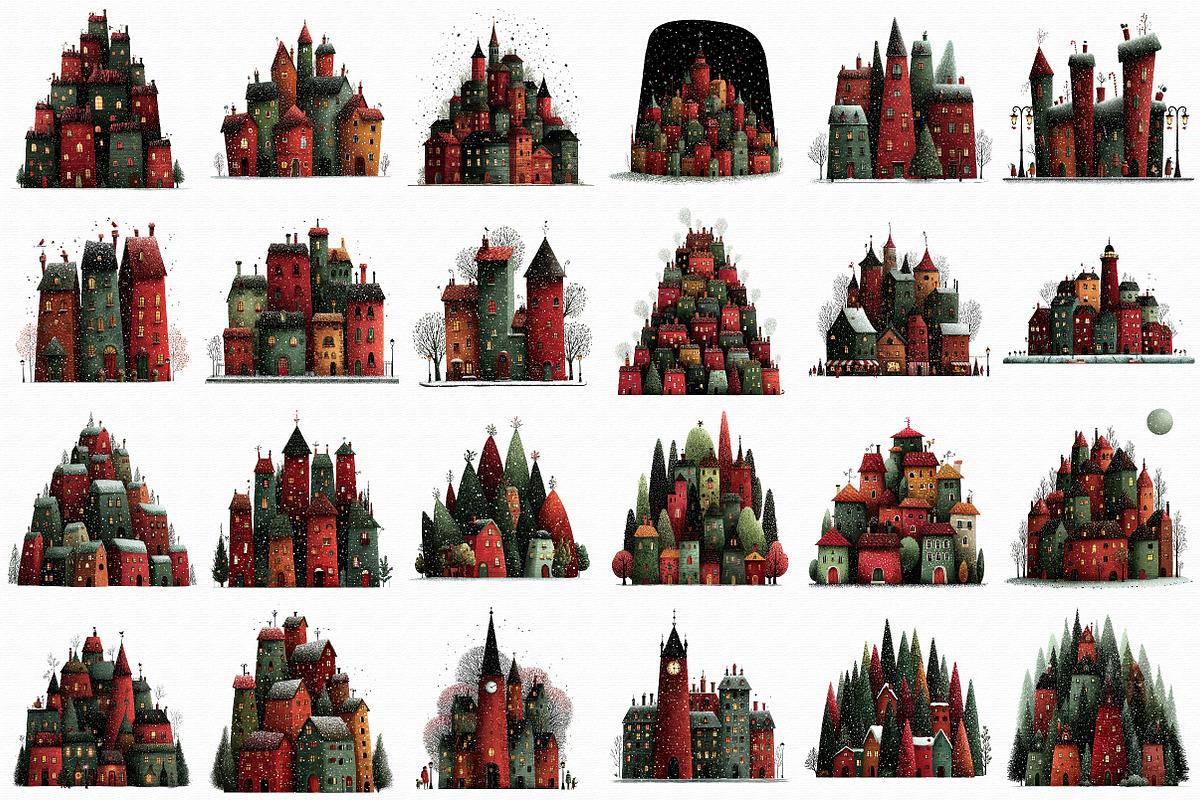 Whimsical Christmas Village Clipart, an Illustration by Libby Wishes (Photo 6 of 7)