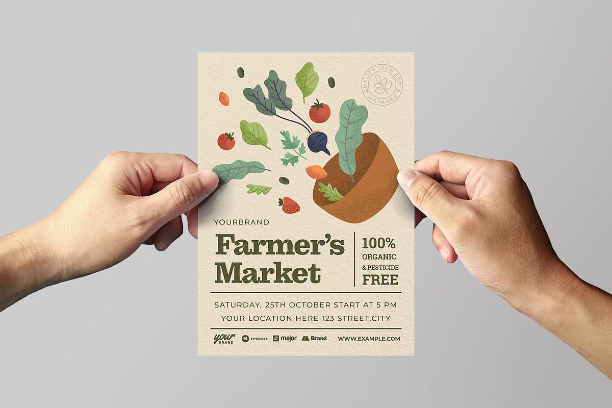 Rustic Farmers Market Flyer Template, a Flyer Template by BrandPacks