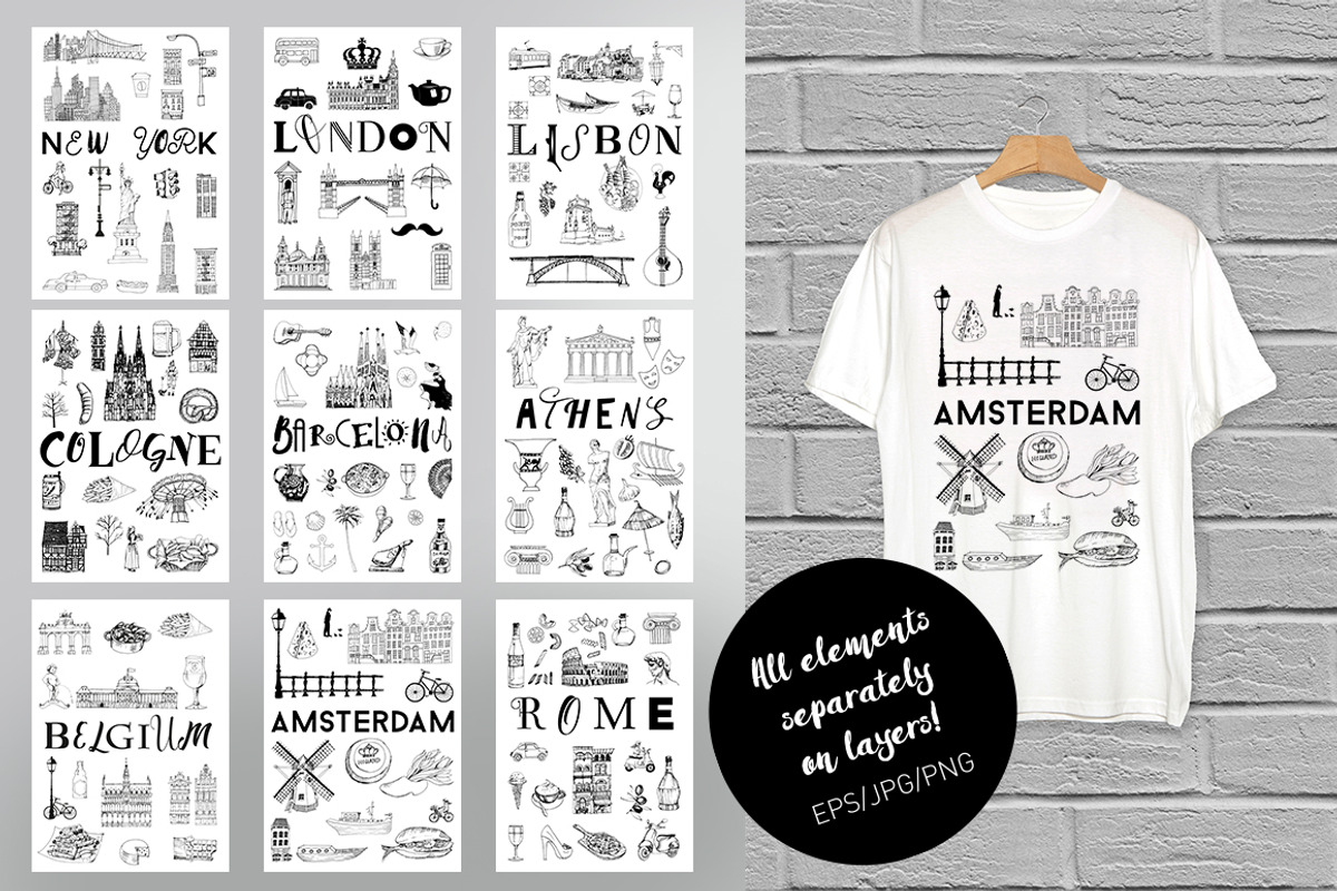 Collection of 9 cities, an Illustration by Tatiana Davidova (Photo 3 of 3)
