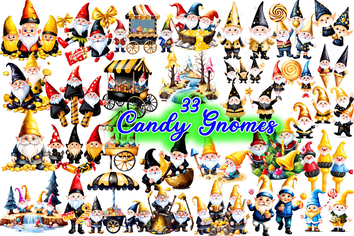 Candy Gnomes Clipart-2, an Illustration by Wow Magic (Photo 1 of 4)