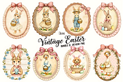 Vintage Easter Bunny Clipart Png, a Seasonal Illustration by Design Station (Thumbnail 1 of 4)