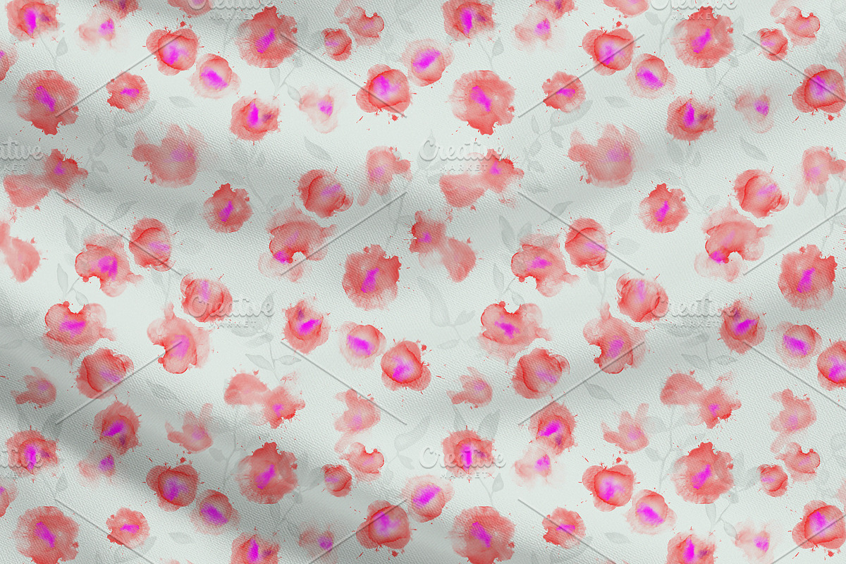Hand Painted Pink Floral Pattern, a Pattern Graphic by MartinShop (Photo 2 of 10)